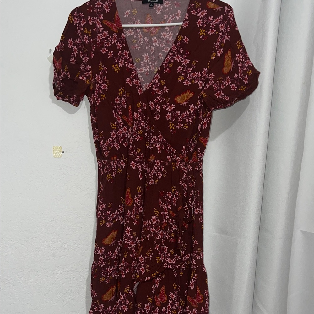 Madewell Burgundy Floral Mini Dress